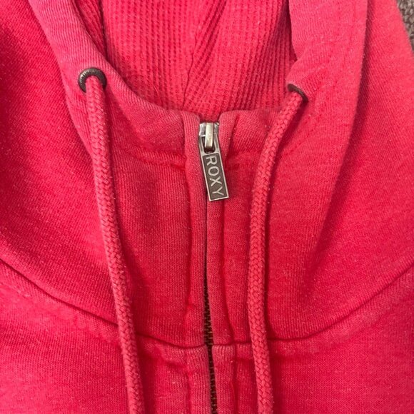 Roxy Zip Up Hoodie Medium Cotton Blend Waffle Knit Sweatshirt Pockets Casual Y2K - Picture 12 of 16